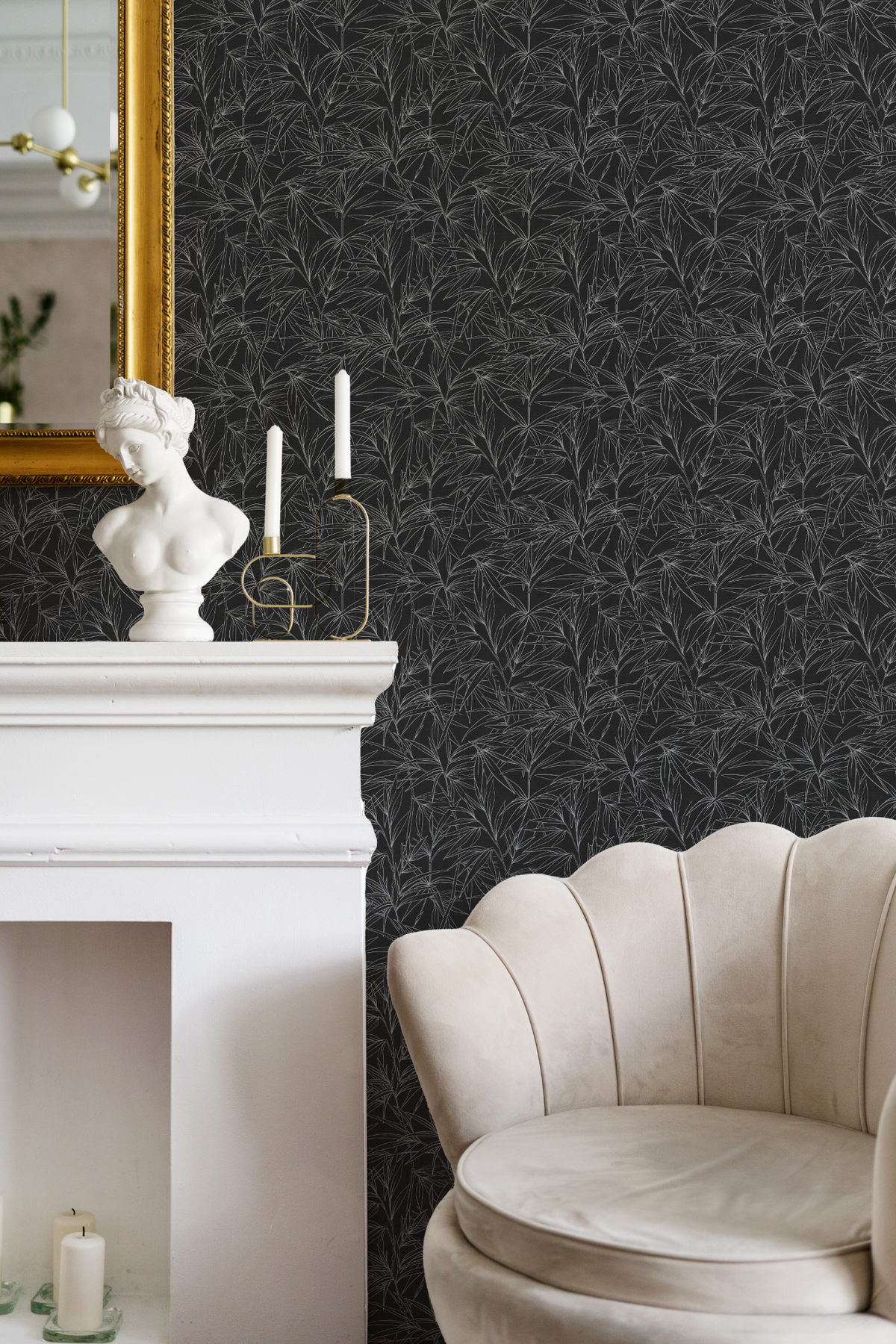 Bamboo Luxe Black & White Wallpaper from Olive et Oriel where you can shop wallpaper and artworks online