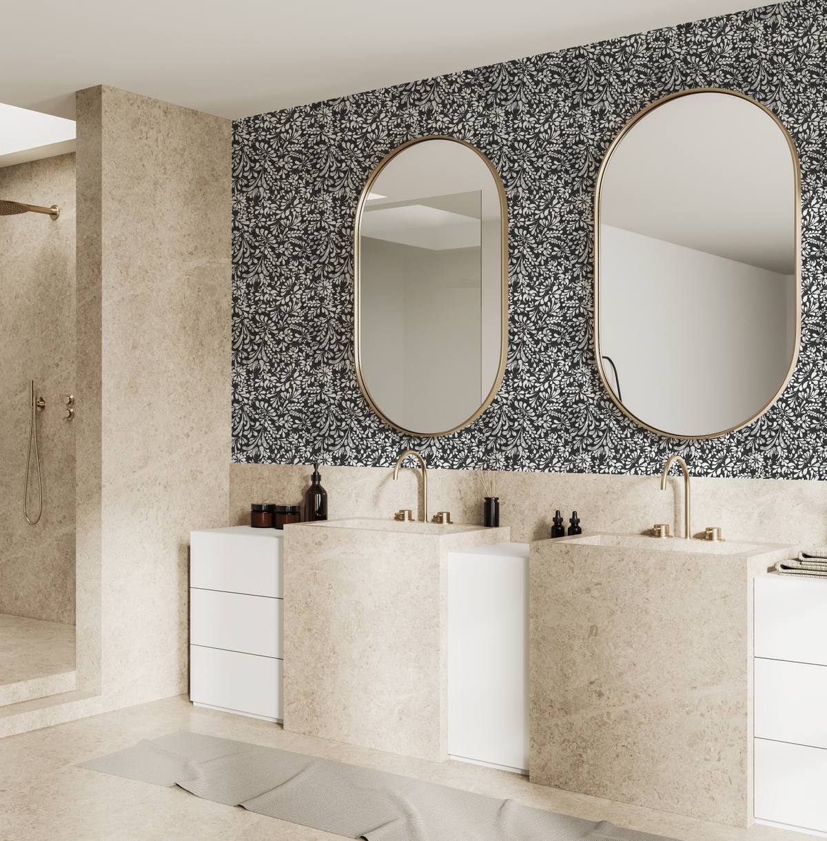 Moody Paisley Black & White Wallpaper from Olive et Oriel where you can shop wallpaper and artworks online