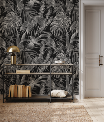 Palm Resort Black & White Wallpaper from Olive et Oriel where you can shop wallpaper and artworks online