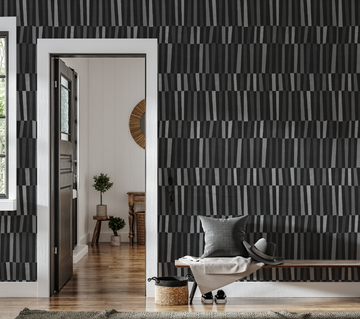 Uneven Stripe Black & White Wallpaper from Olive et Oriel where you can shop wallpaper and artworks online