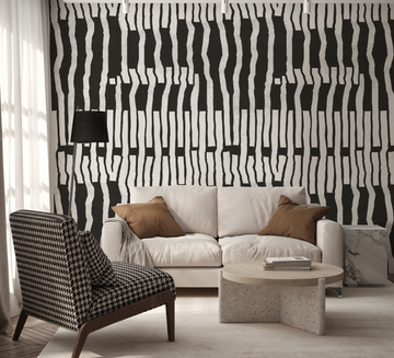 Sound Waves Black & White Wallpaper from Olive et Oriel where you can shop wallpaper and artworks online