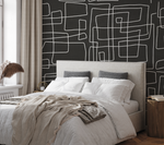 Line Art Maze Black & White Wallpaper