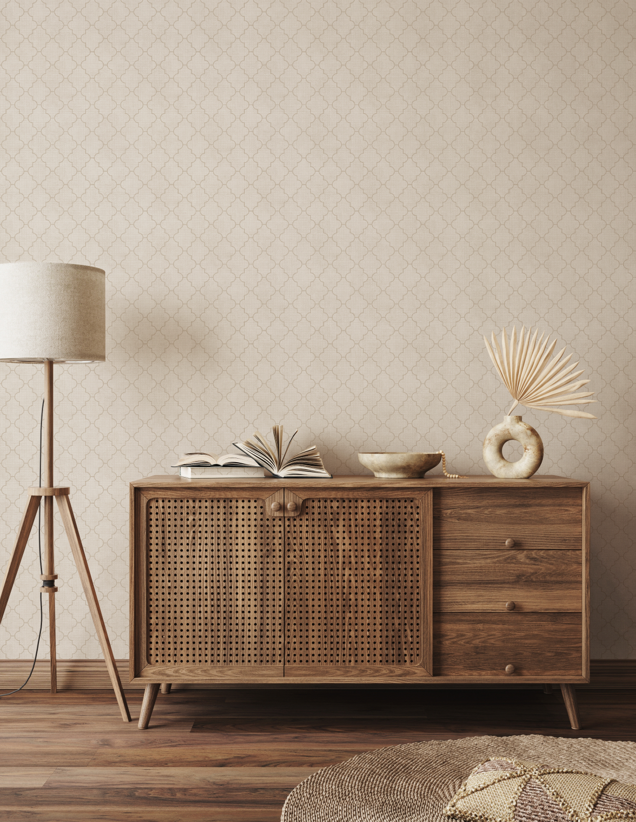 Luxe Hex Beige Wallpaper