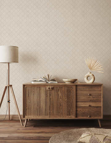 Luxe Hex Beige Wallpaper from Olive et Oriel where you can shop wallpaper and artworks online