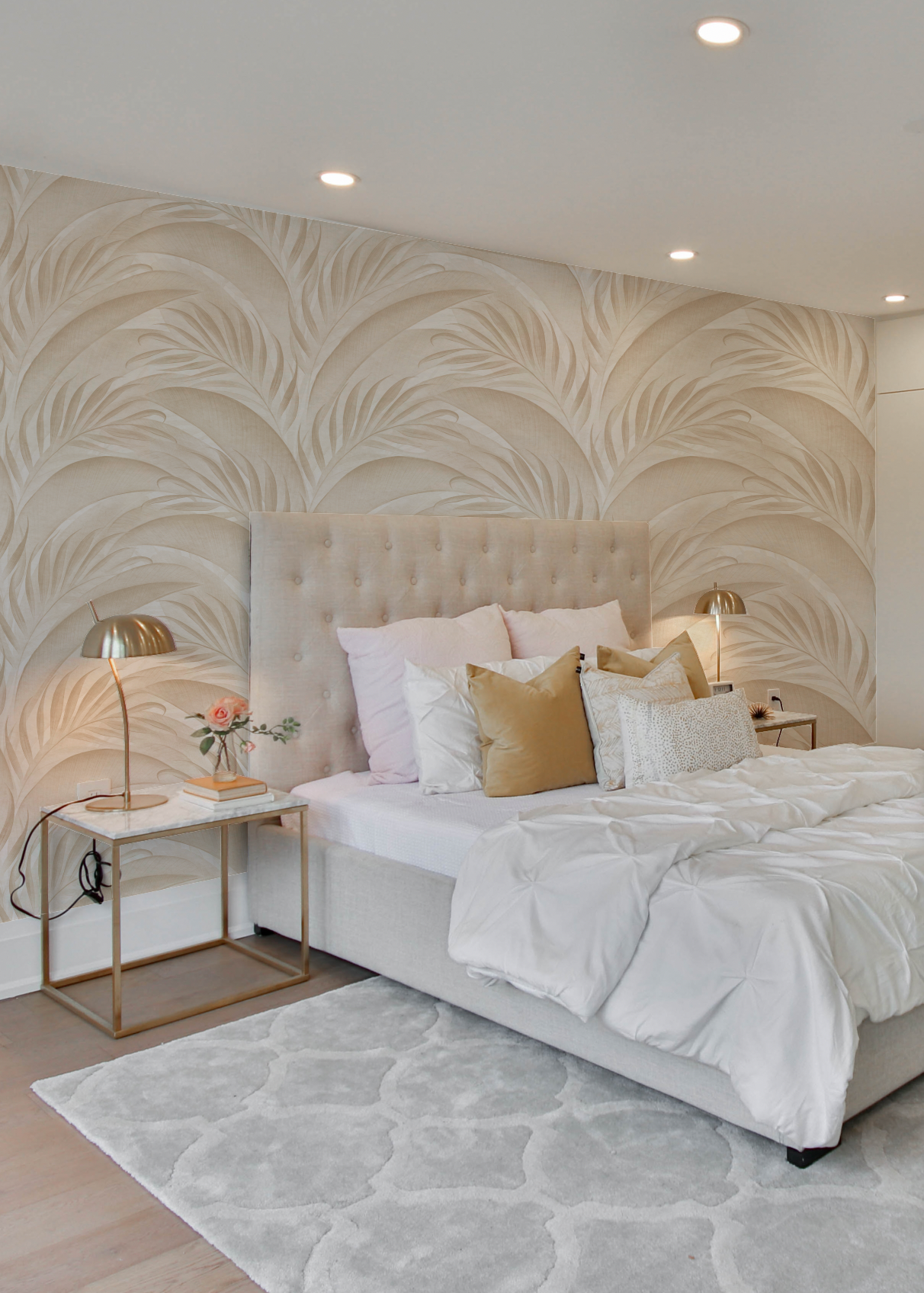 Palm City Cream & Beige Wallpaper from Olive et Oriel where you can shop wallpaper and artworks online