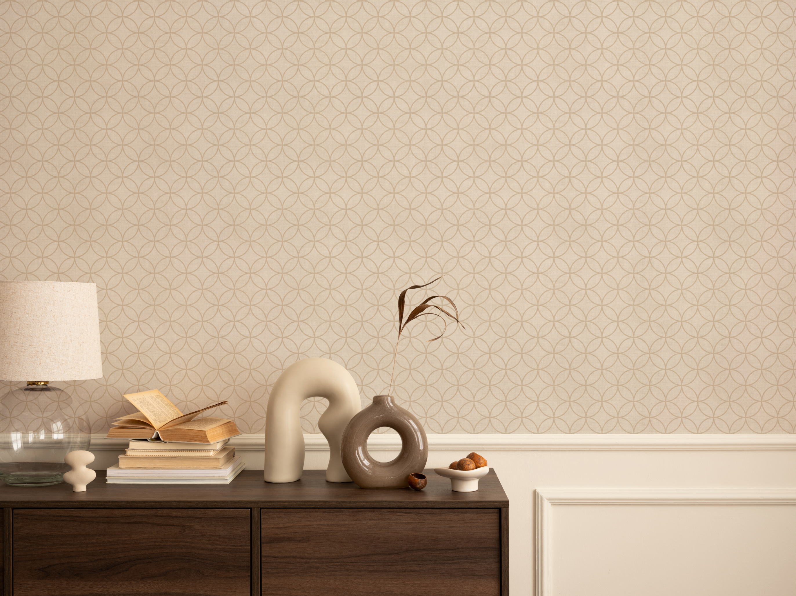 Cross Over Beige Wallpaper