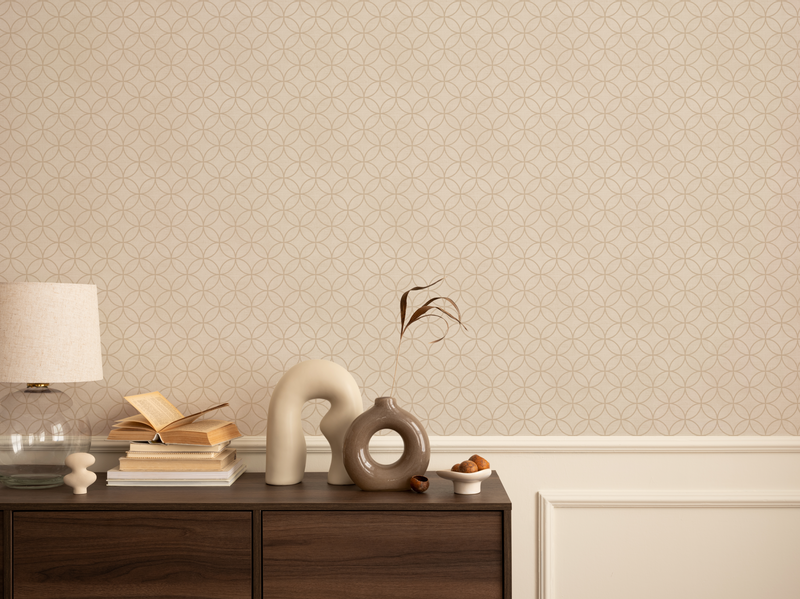 Cross Over Beige Wallpaper from Olive et Oriel where you can shop wallpaper and artworks online