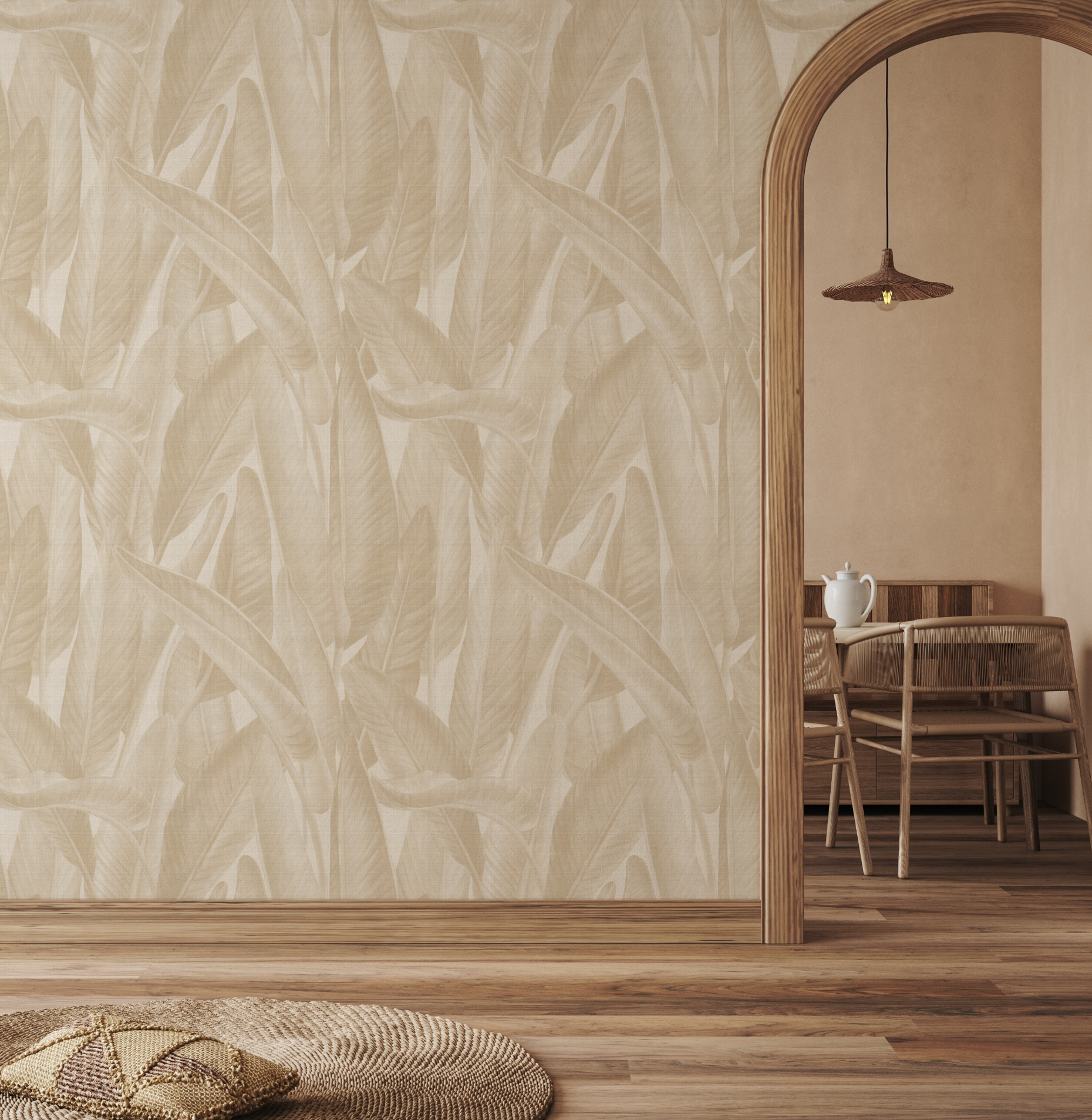 Gold Coast Palm Beige Wallpaper