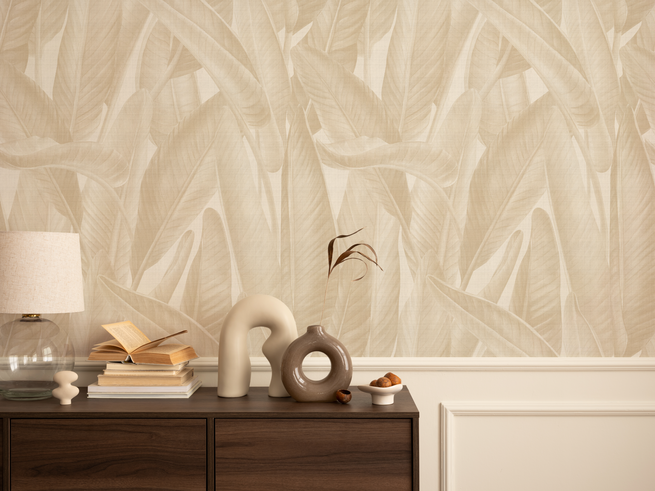 Gold Coast Palm Beige Wallpaper