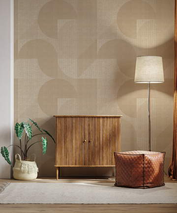 Cutting Shapes Beige Wallpaper from Olive et Oriel where you can shop wallpaper and artworks online