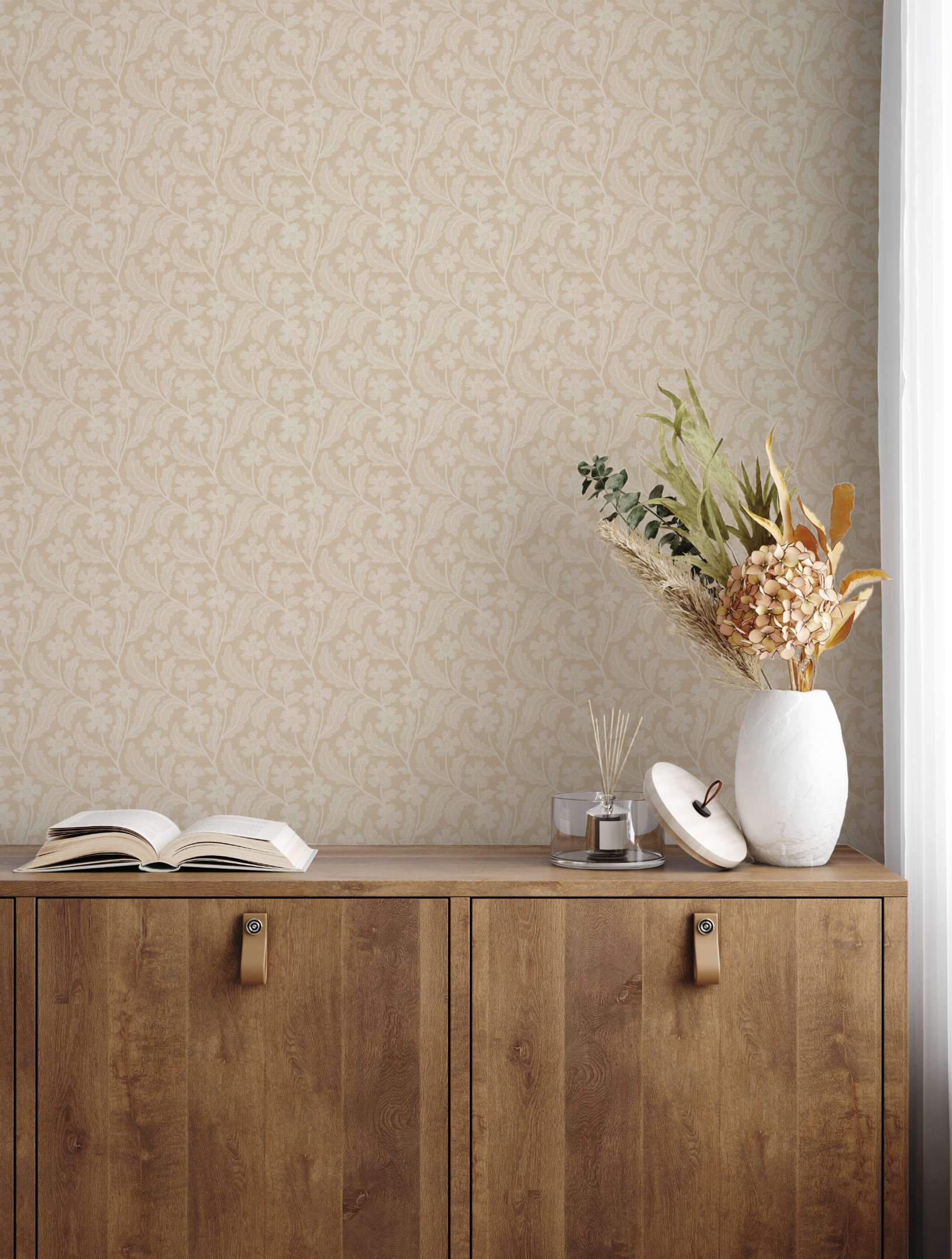 Country Blossom Beige Wallpaper