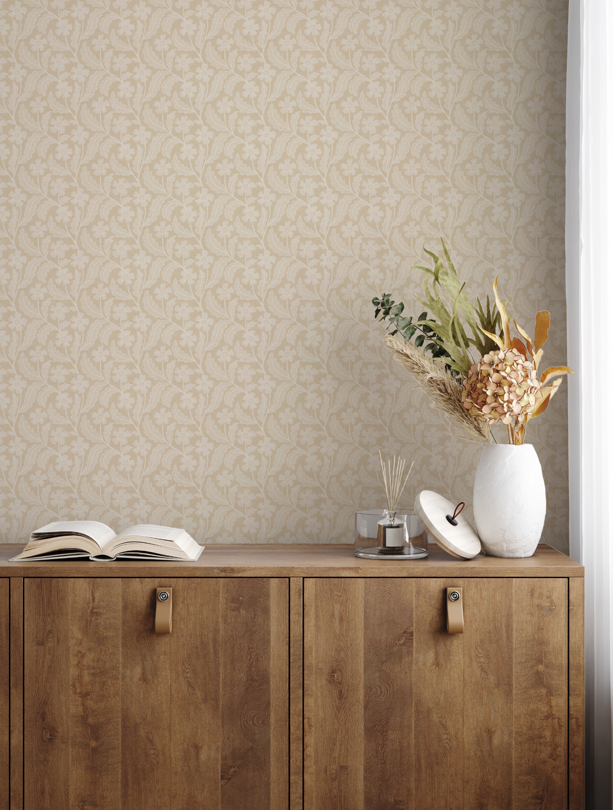Country Blossom Beige Wallpaper from Olive et Oriel where you can shop wallpaper and artworks online