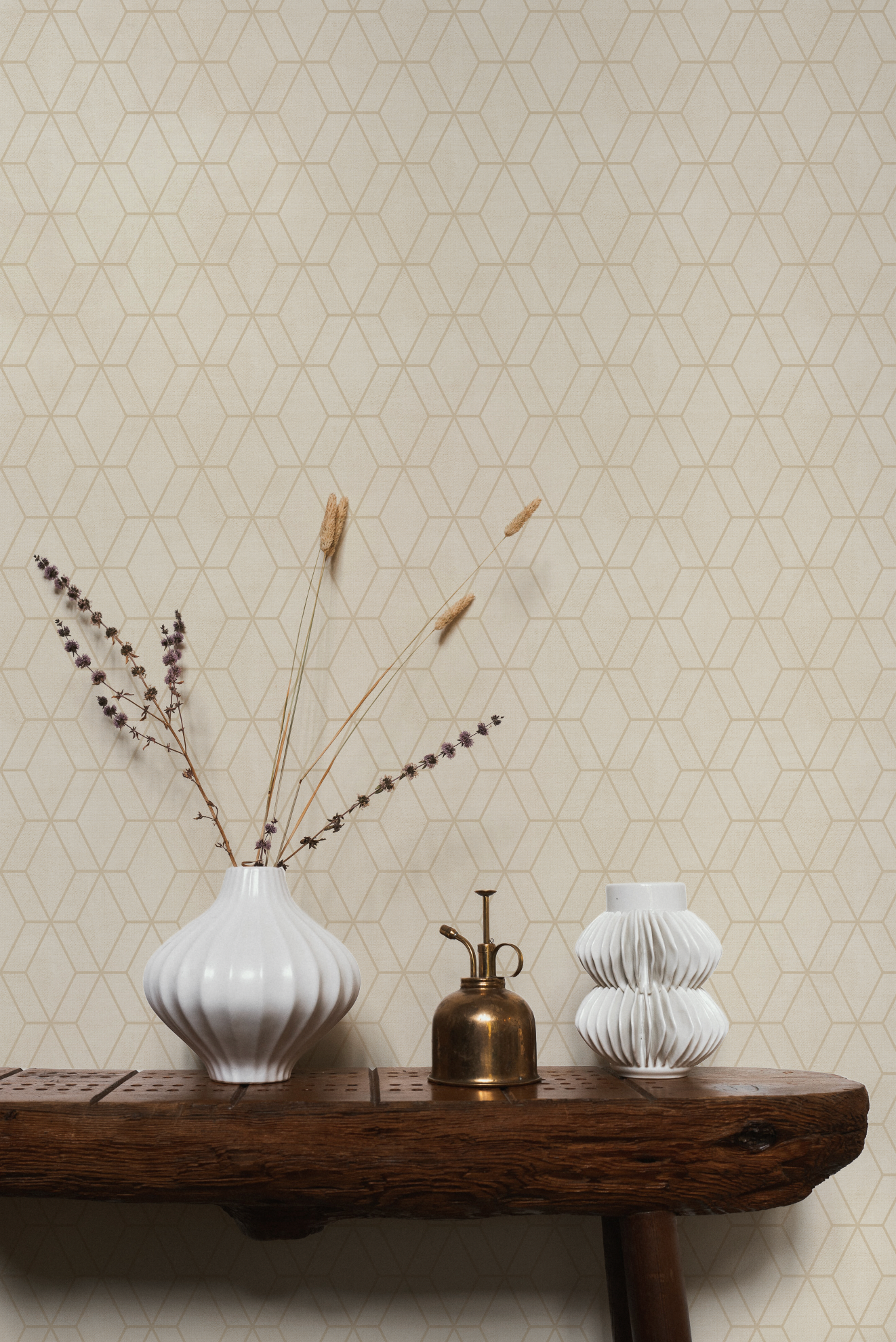 Zig Zag Stripe Beige Wallpaper