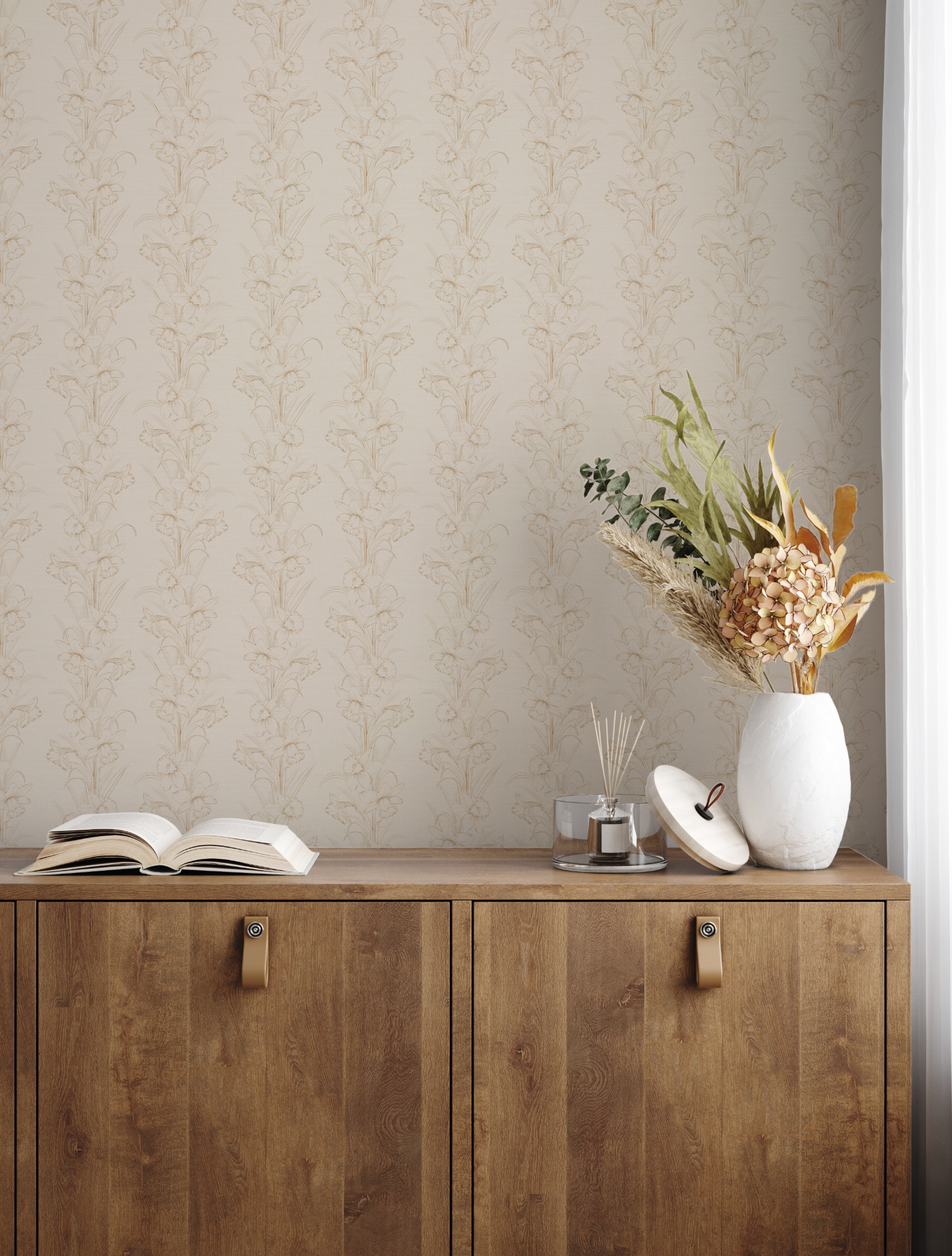 Daffodil Stripe Beige Wallpaper