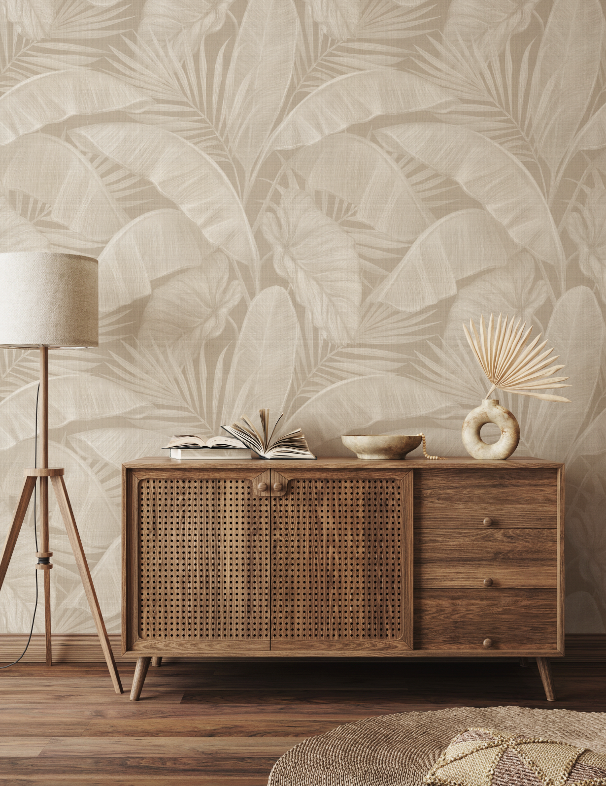 Escape to the Tropics Beige Wallpaper