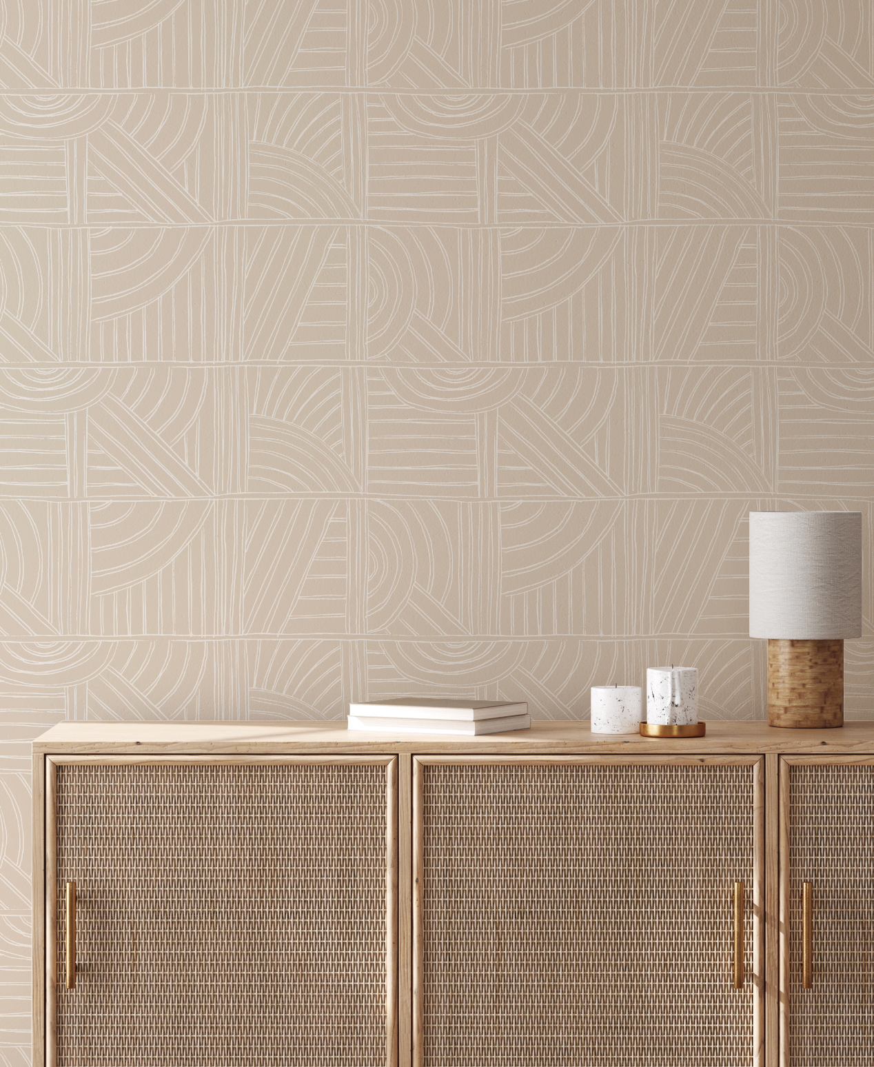 Geo Squares Beige Wallpaper