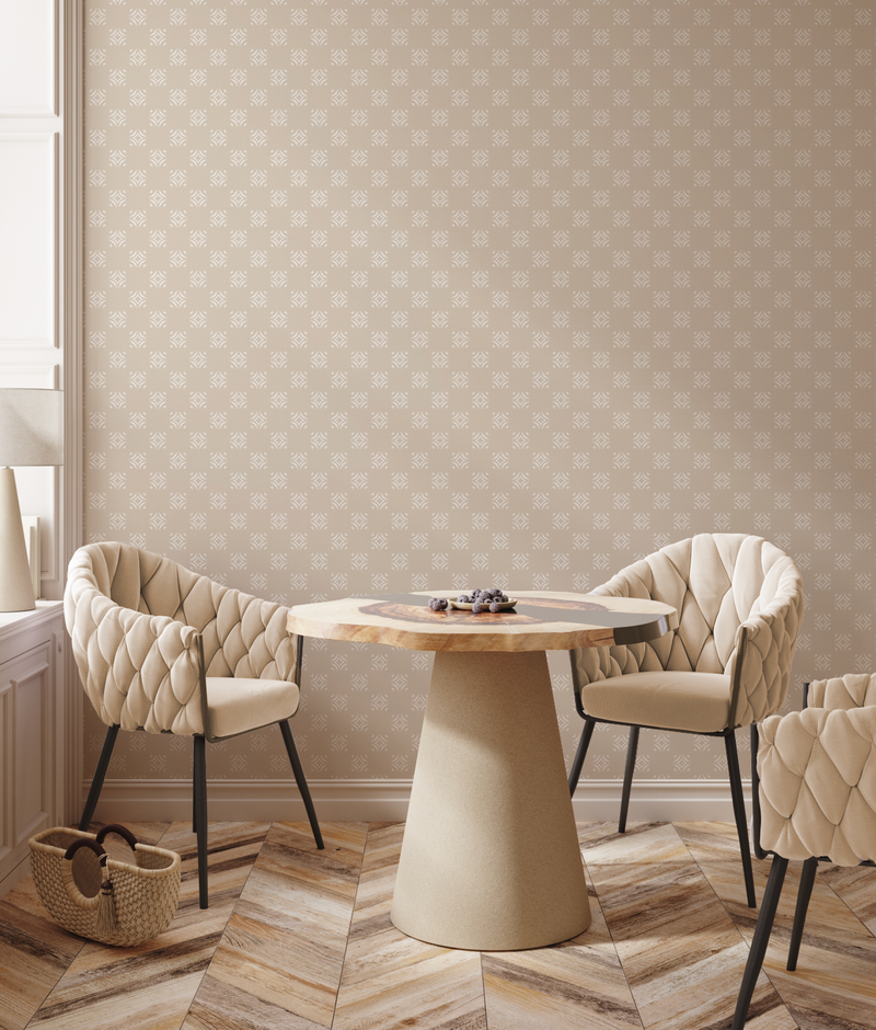 Diamond Motifs Beige Wallpaper from Olive et Oriel where you can shop wallpaper and artworks online