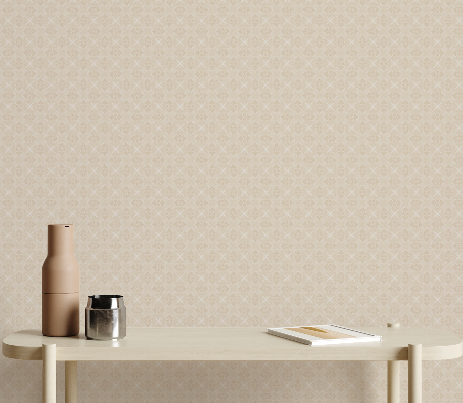 Geo Cross Stitch Beige Wallpaper