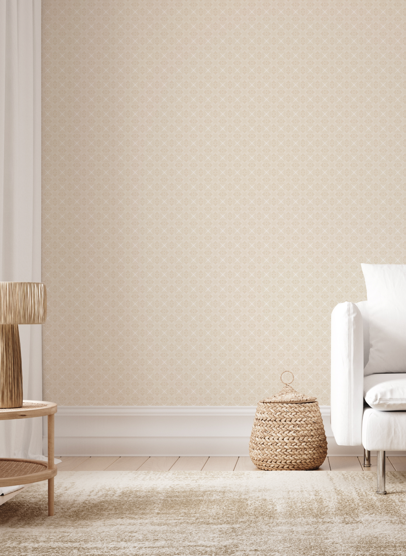 Geo Cross Stitch Beige Wallpaper