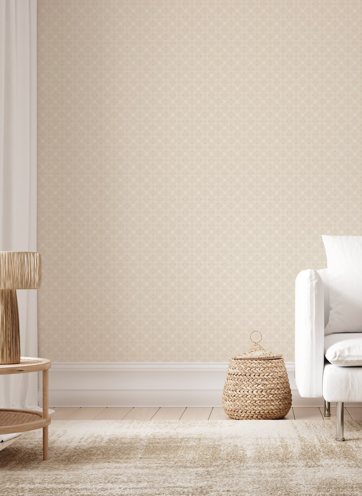 Geo Cross Stitch Beige Wallpaper from Olive et Oriel where you can shop wallpaper and artworks online