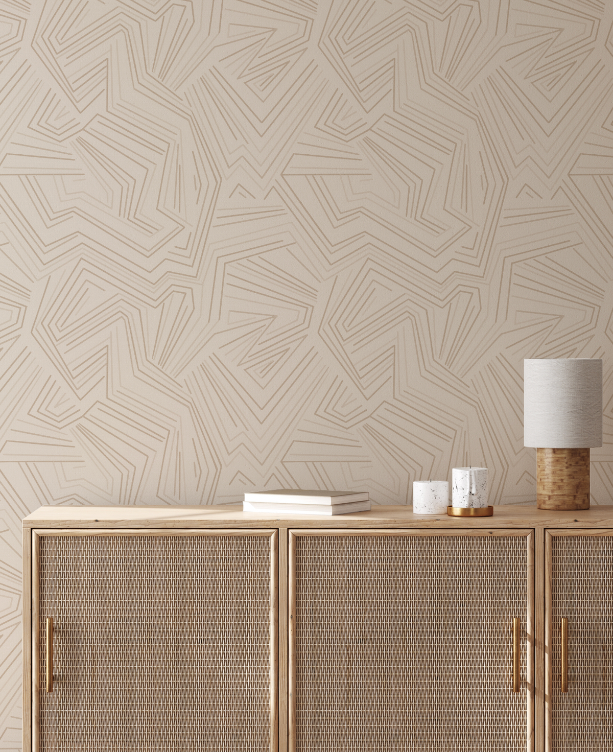 Abstract Line Art Beige Wallpaper from Olive et Oriel where you can shop wallpaper and artworks online