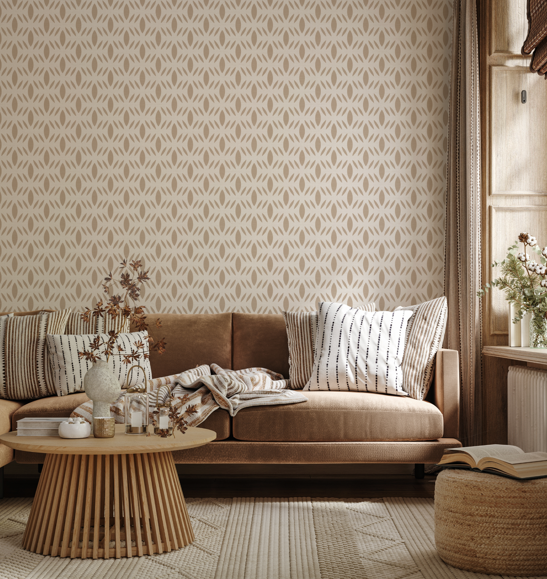 Manhattan Dots Beige Wallpaper