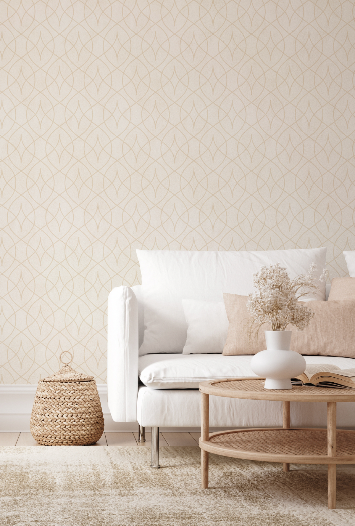 Parisian Diamond Beige Wallpaper from Olive et Oriel where you can shop wallpaper and artworks online