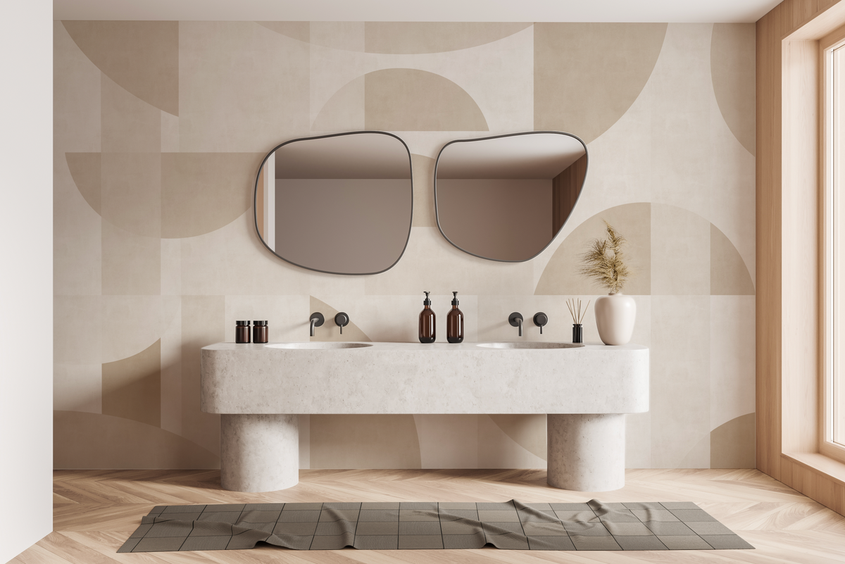 Arc Mural Beige Wallpaper from Olive et Oriel where you can shop wallpaper and artworks online