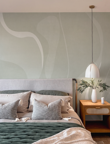 Graphique Mural Sage Green Wallpaper from Olive et Oriel where you can shop wallpaper and artworks online