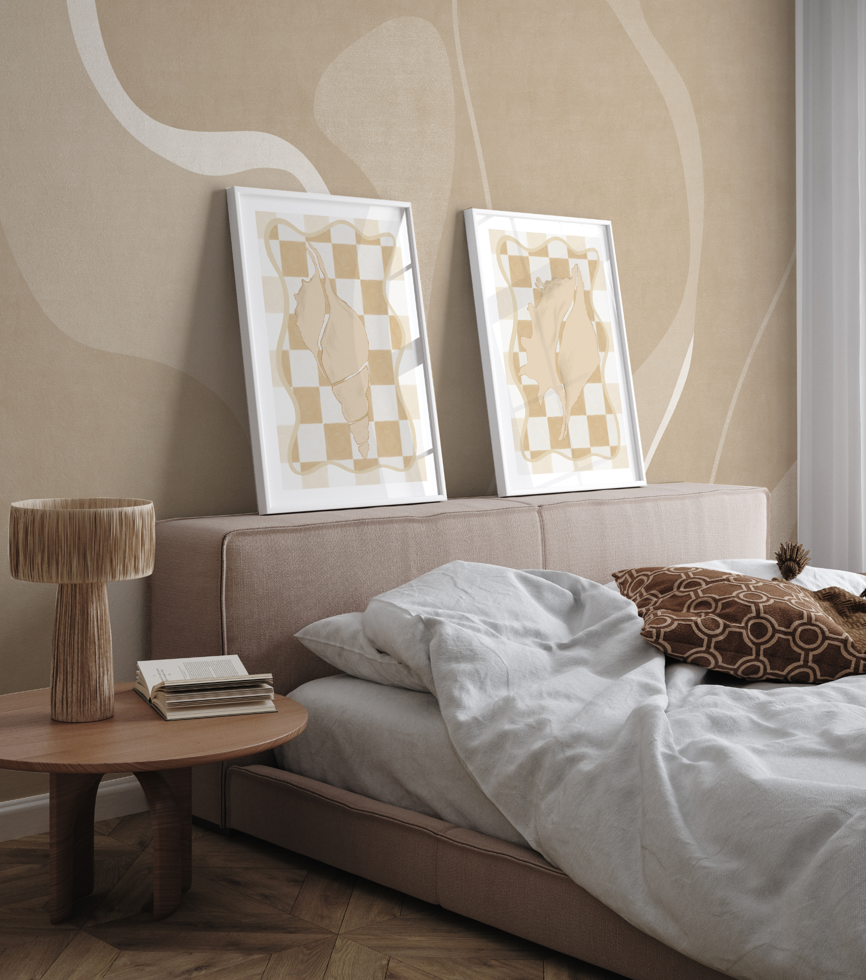 Graphique Mural Beige Wallpaper