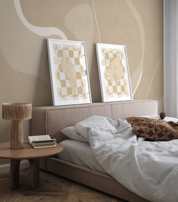Graphique Mural Beige Wallpaper from Olive et Oriel where you can shop wallpaper and artworks online