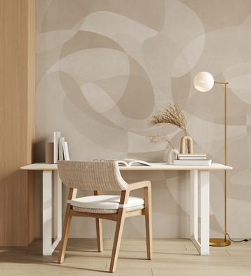Mid Century Mural Beige Wallpaper from Olive et Oriel where you can shop wallpaper and artworks online