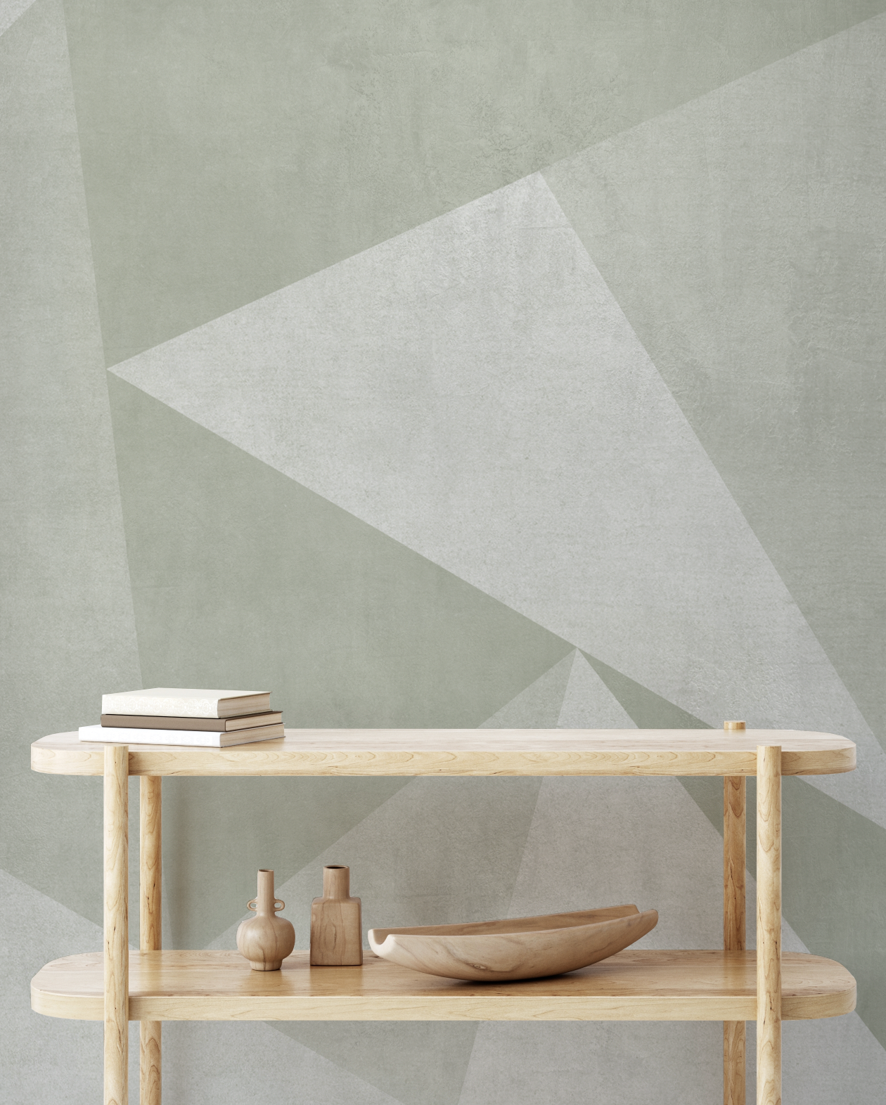 Modern Angles Mural Sage Green Wallpaper