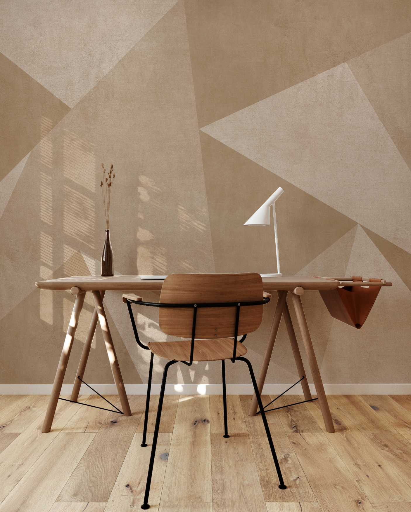 Modern Angles Mural Beige & Tan Wallpaper