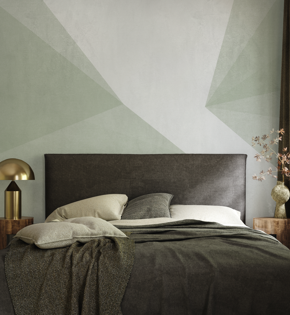 Cut In Mural Sage Green Wallpaper from Olive et Oriel where you can shop wallpaper and artworks online