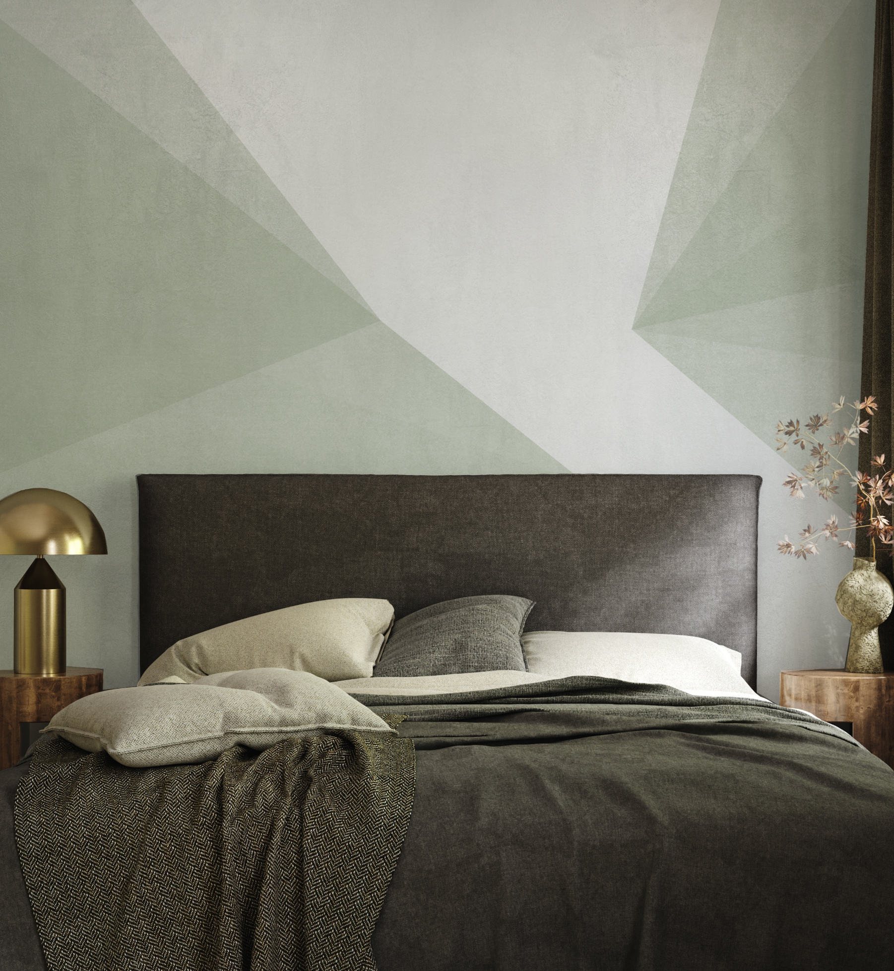 Cut In Mural Sage Green Wallpaper