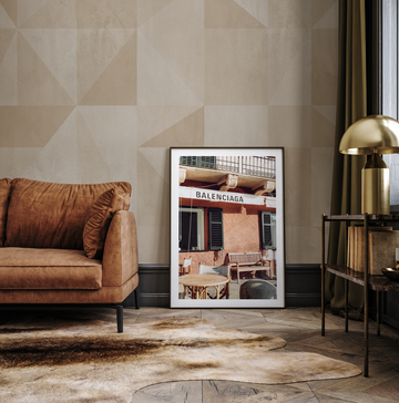 Venetian Geo Mural Beige Wallpaper from Olive et Oriel where you can shop wallpaper and artworks online