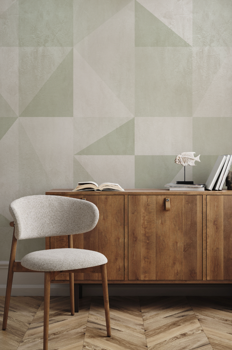 Venetian Geo Mural Sage Green Wallpaper