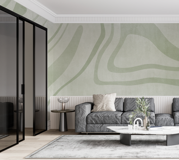 Luxe City Lines Mural Sage Green Wallpaper from Olive et Oriel where you can shop wallpaper and artworks online