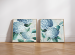 Blue Hydrangea Blooms II | Framed Canvas Art Print