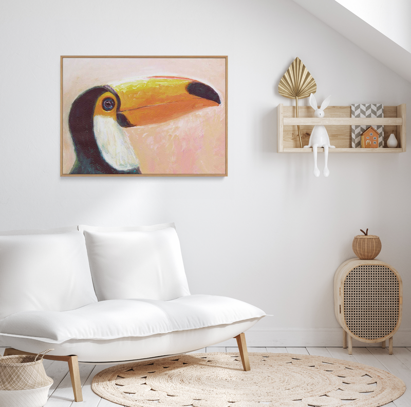 Witty Toucan | Framed Canvas Art Print from Olive et Oriel where you can shop wallpaper and artworks online