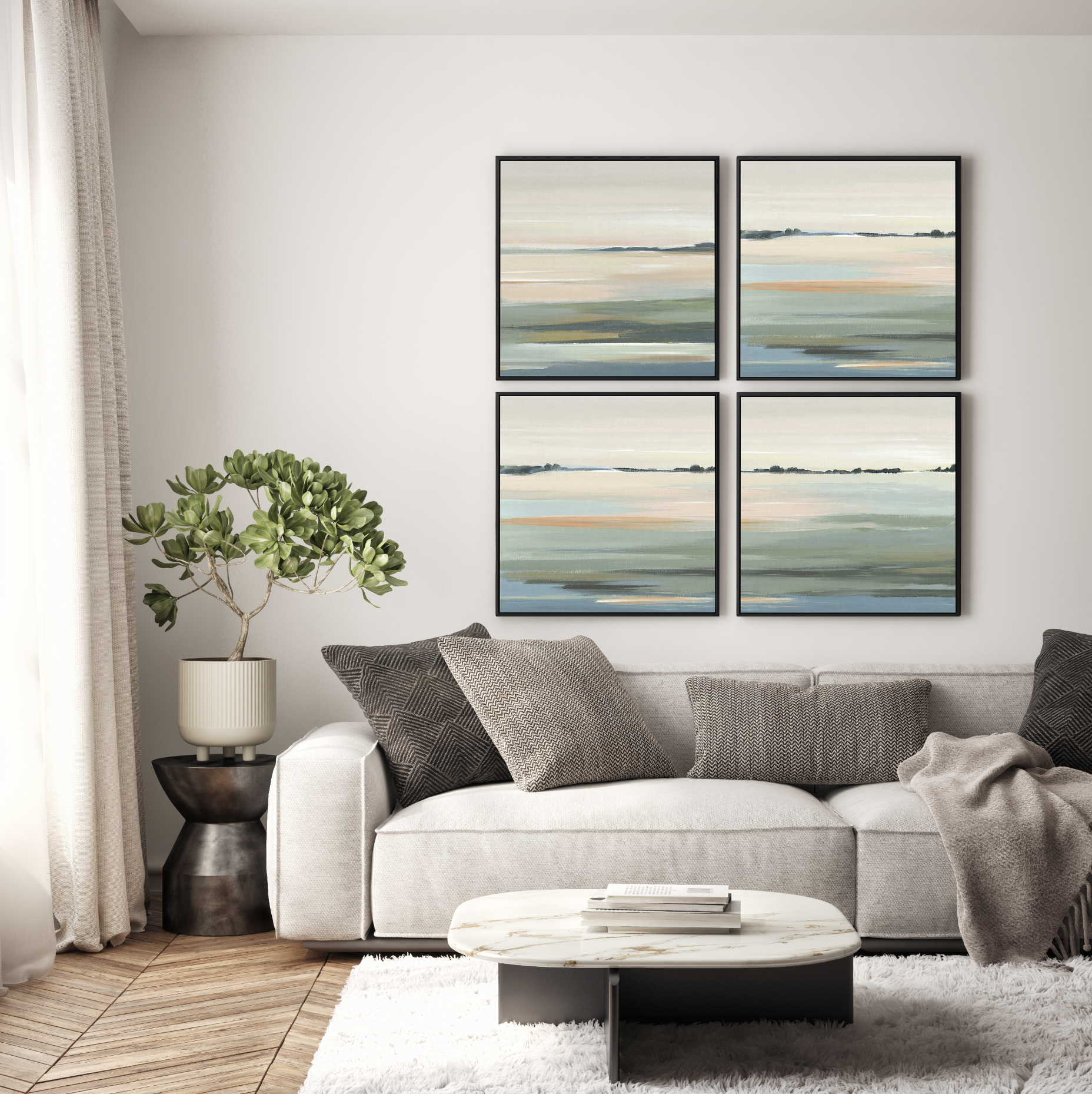 The Calm II Right SQ | Framed Canvas Art Print from Olive et Oriel where you can shop wallpaper and artworks online