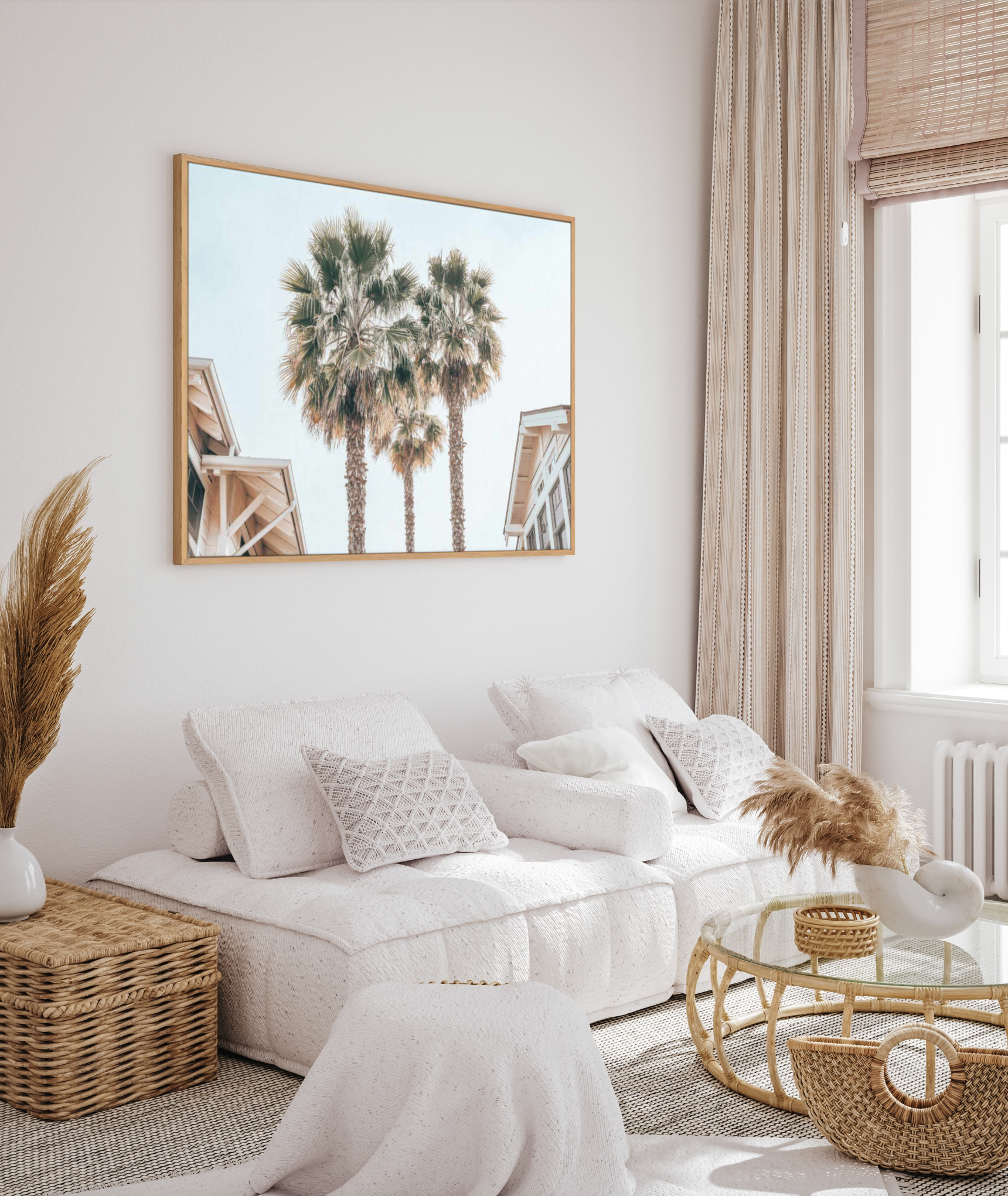 Three Palms, Palm Springs | Framed Canvas Art Print