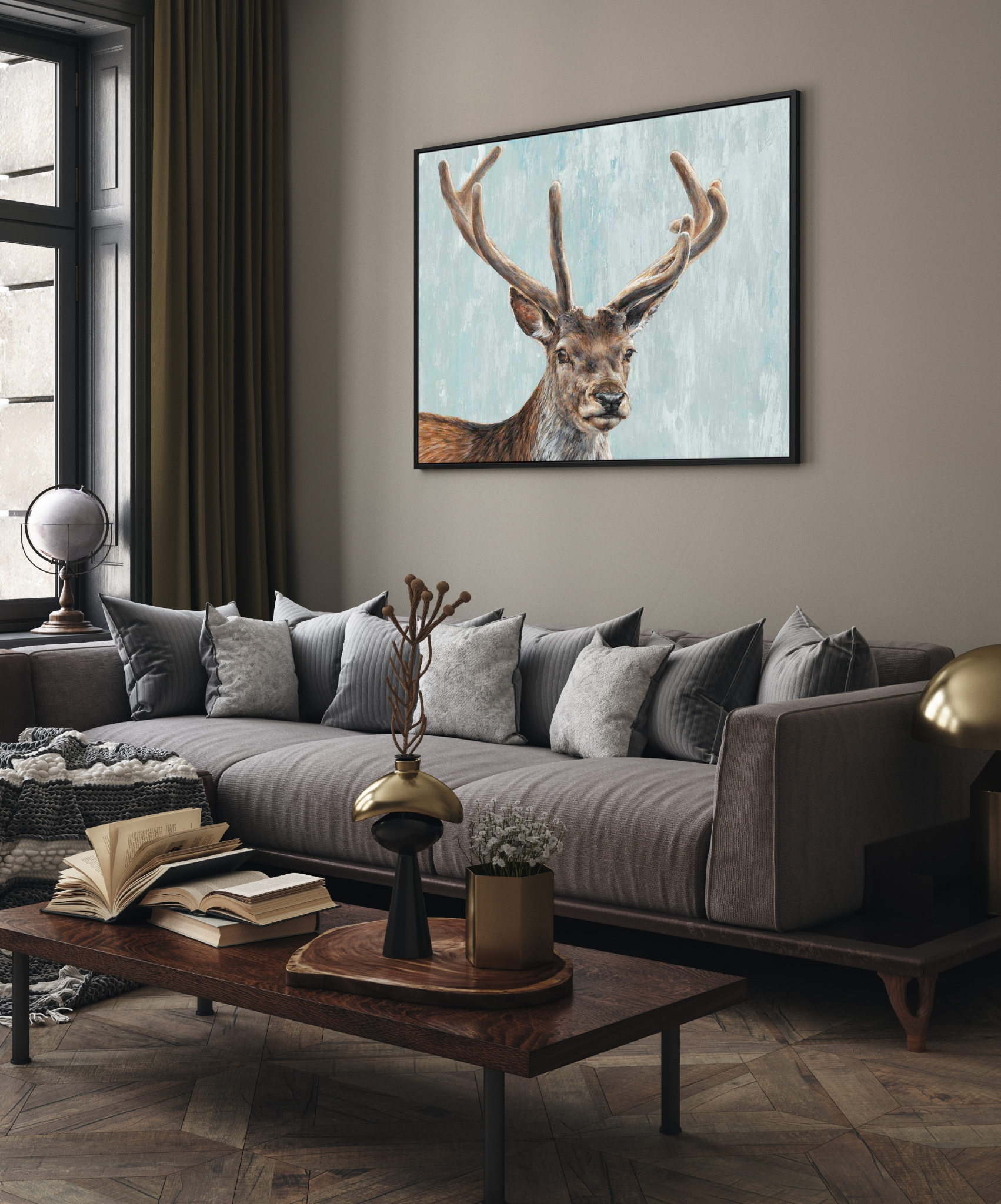 Reindeer | Framed Canvas Art Print from Olive et Oriel where you can shop wallpaper and artworks online