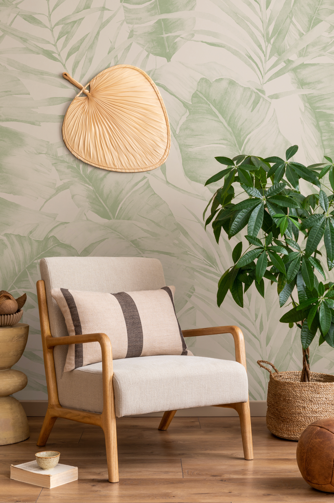 Island Luxe Palm Sage Green Wallpaper from Olive et Oriel where you can shop wallpaper and artworks online