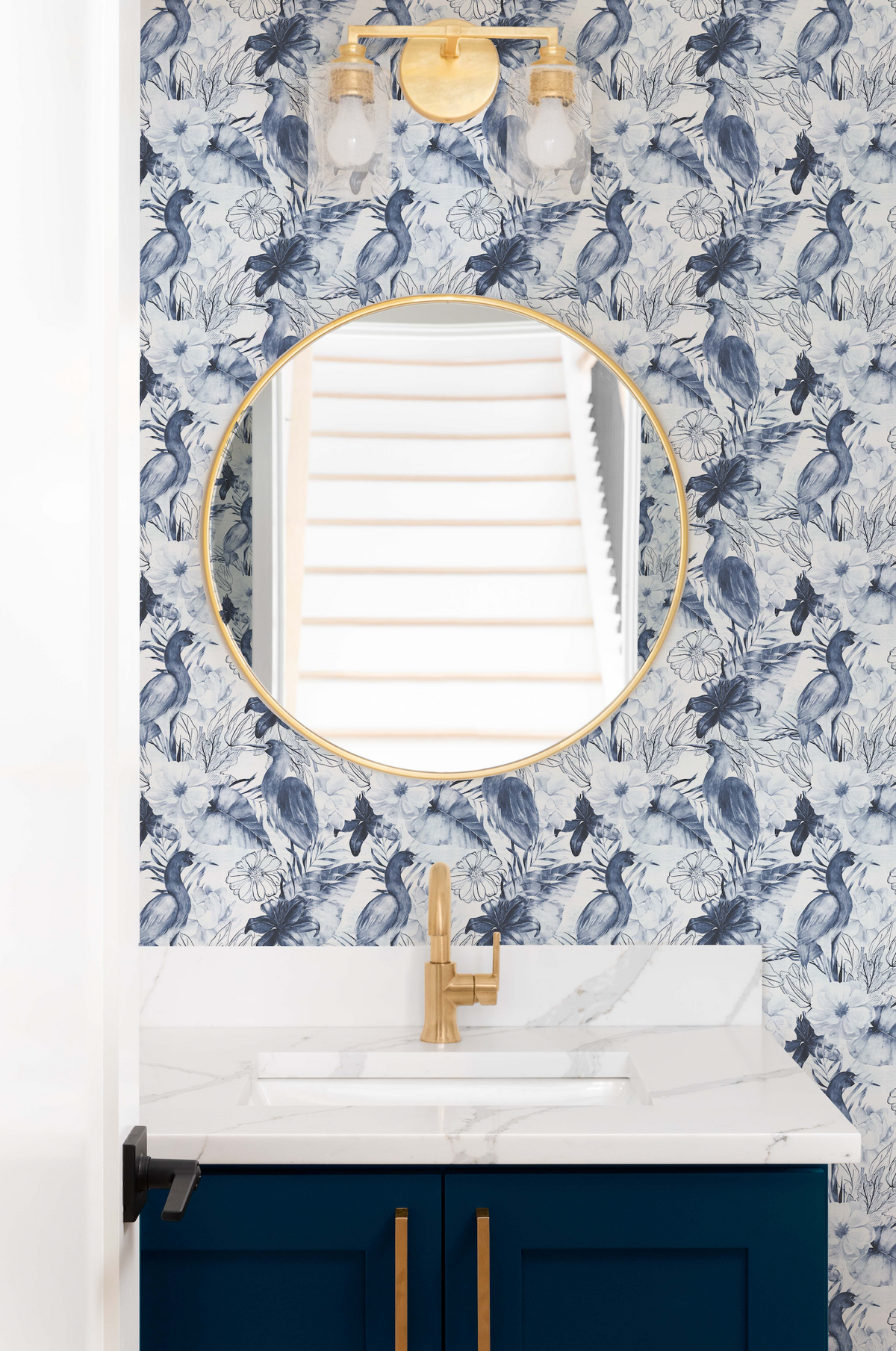 Navy Botanica II Wallpaper from Olive et Oriel where you can shop wallpaper and artworks online