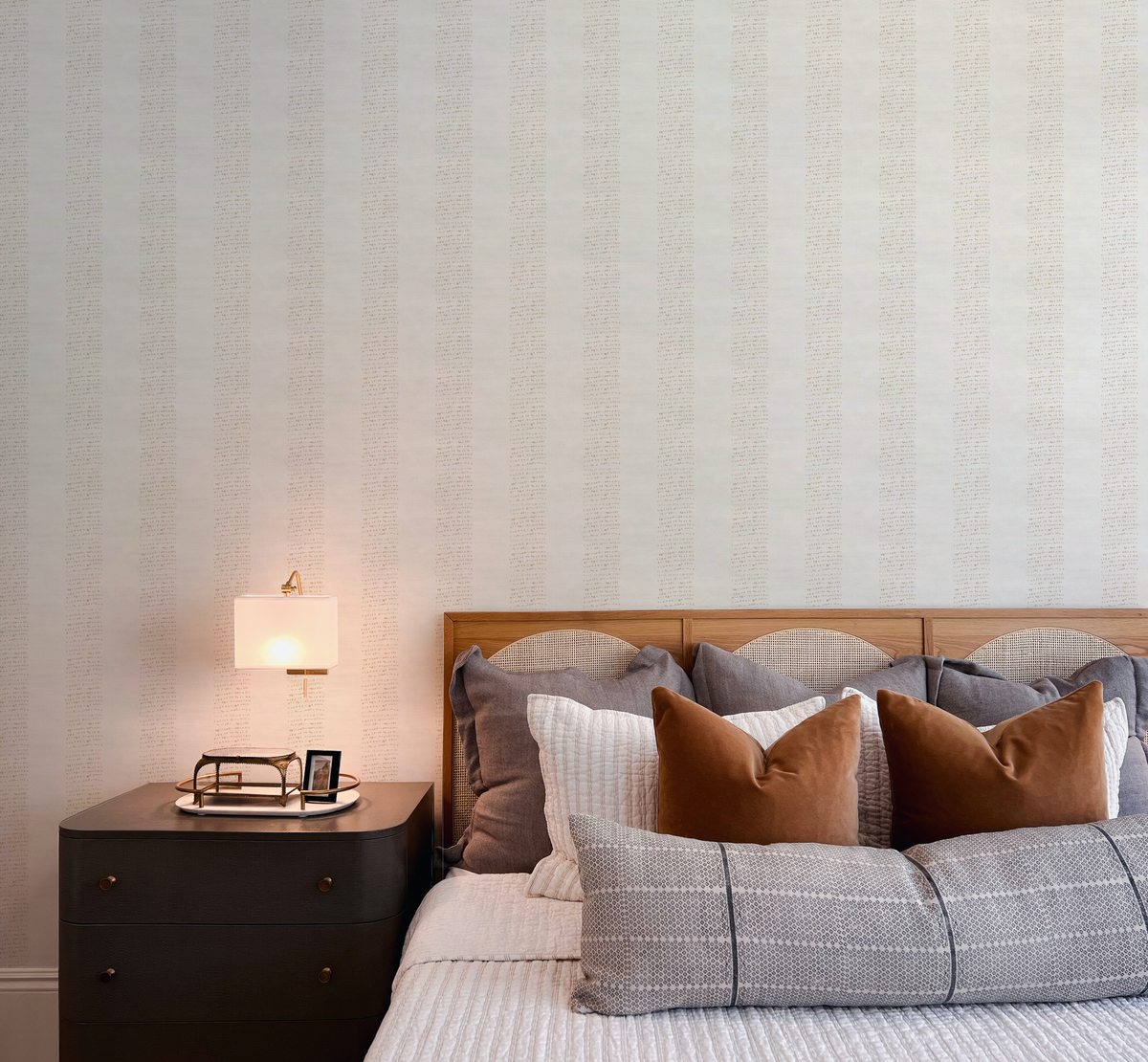Dotted Stripe In Beige Wallpaper from Olive et Oriel where you can shop wallpaper and artworks online
