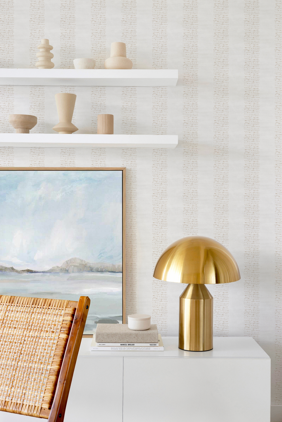 Dotted Stripe In Beige Wallpaper