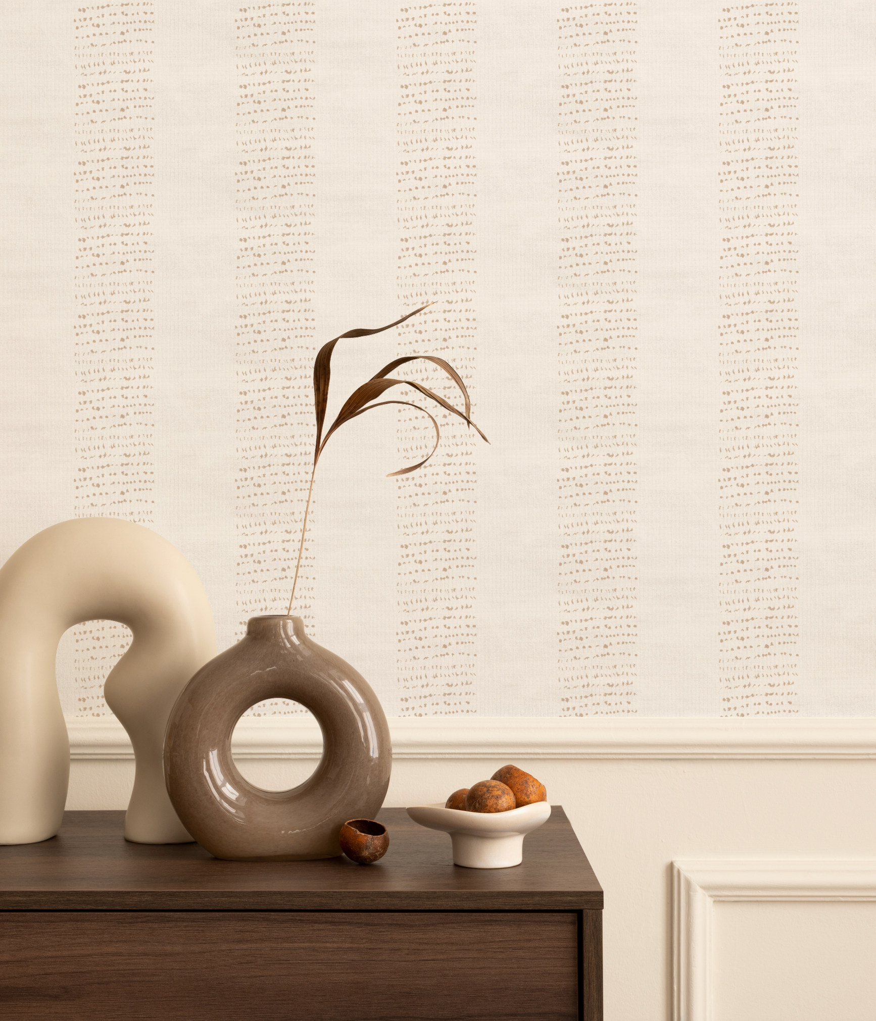 Dotted Stripe In Beige Wallpaper