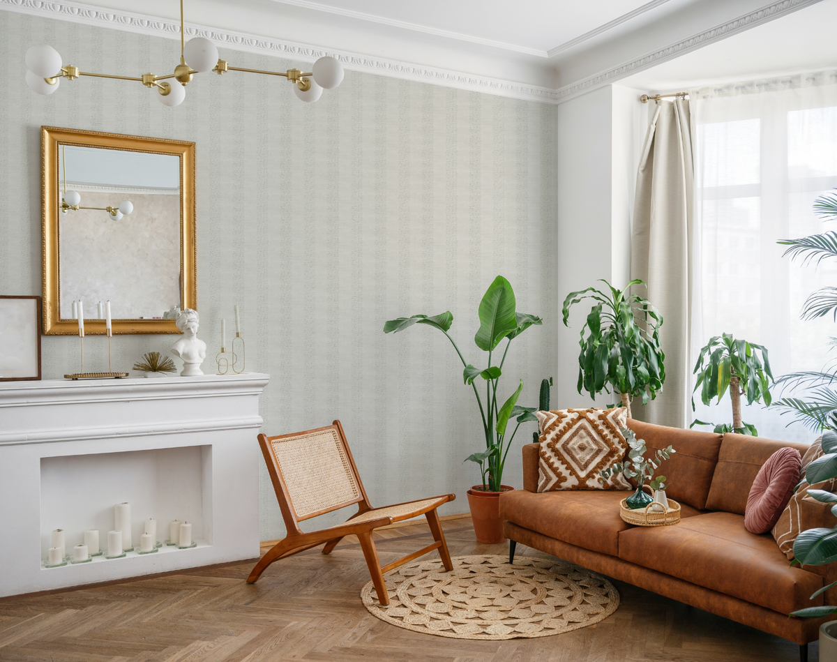 Dotted Stripe In Sage Green Wallpaper from Olive et Oriel where you can shop wallpaper and artworks online
